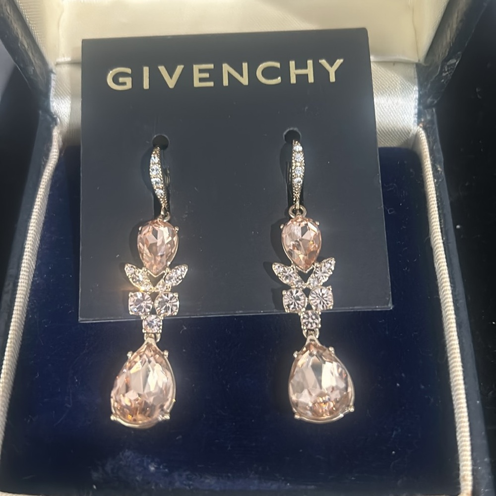 Givenchy Rose GoldCrystal Double Drop Earrings